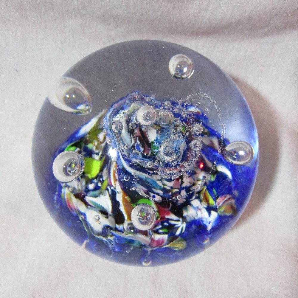 CAITHNESS SCOTLAND GLASS Studio Art MYRIAD Paperweight Ornament SWIRLY Sculpture